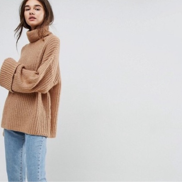 ASOS Sweaters - ASOS Stone Oversized TurtleneckSweater Deep Cuff Bell Sleeve Wool Alpaca Blend